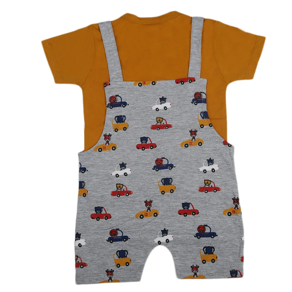 Boys Half Sleeves Romper - Dark Green