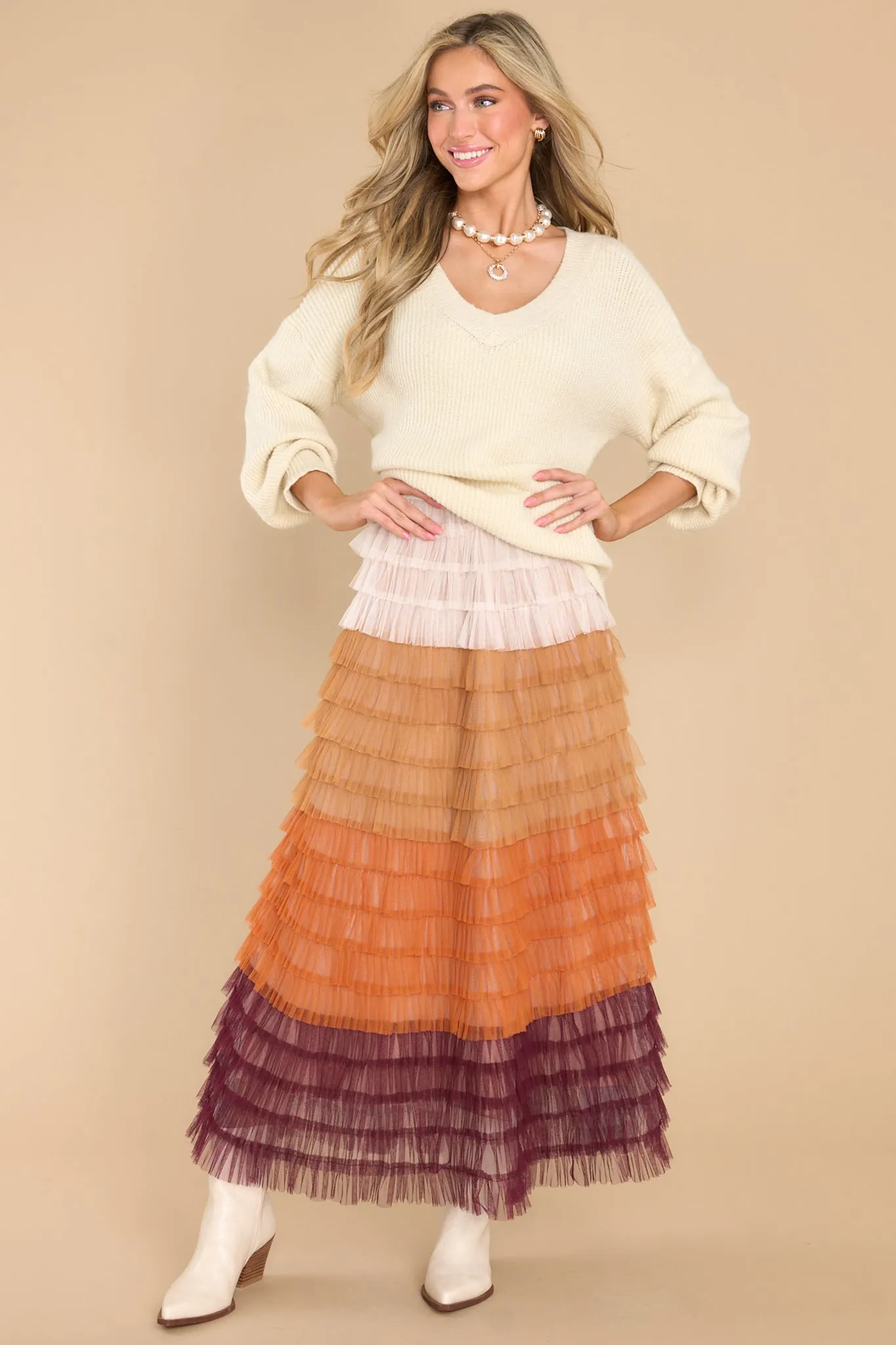 Break Down Walls Dark Rust Maxi Skirt