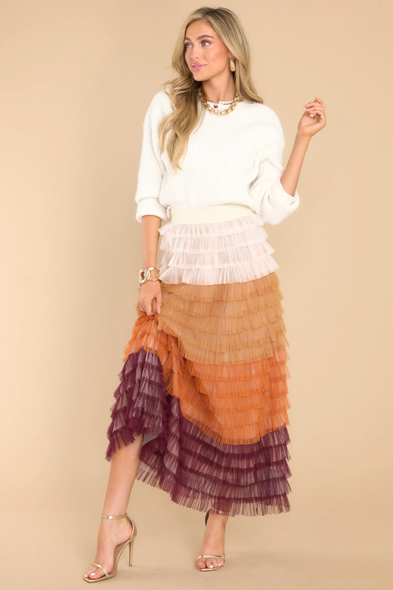 Break Down Walls Dark Rust Maxi Skirt