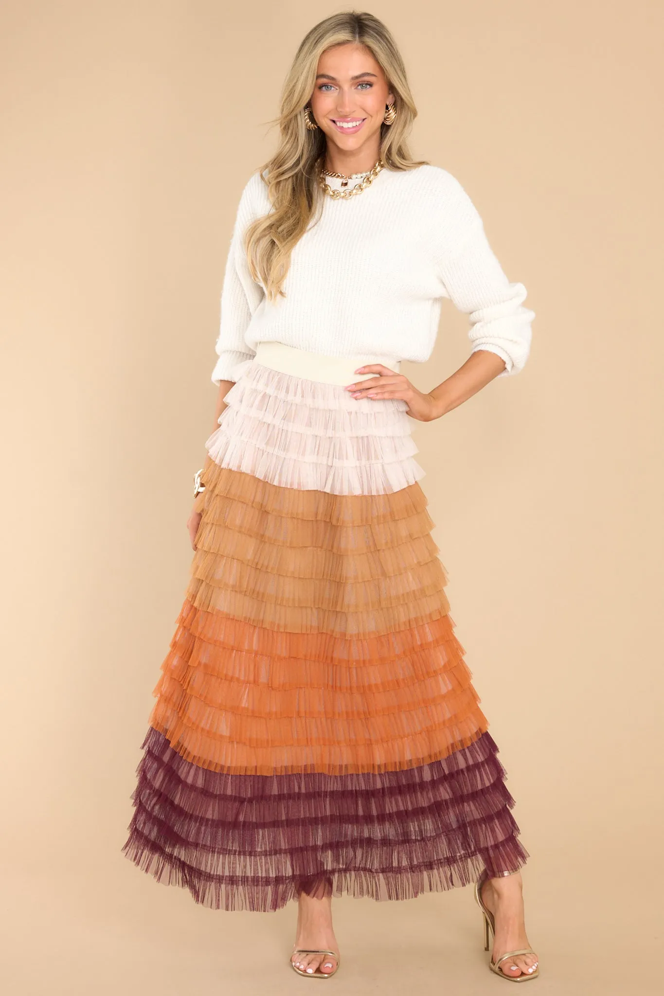 Break Down Walls Dark Rust Maxi Skirt