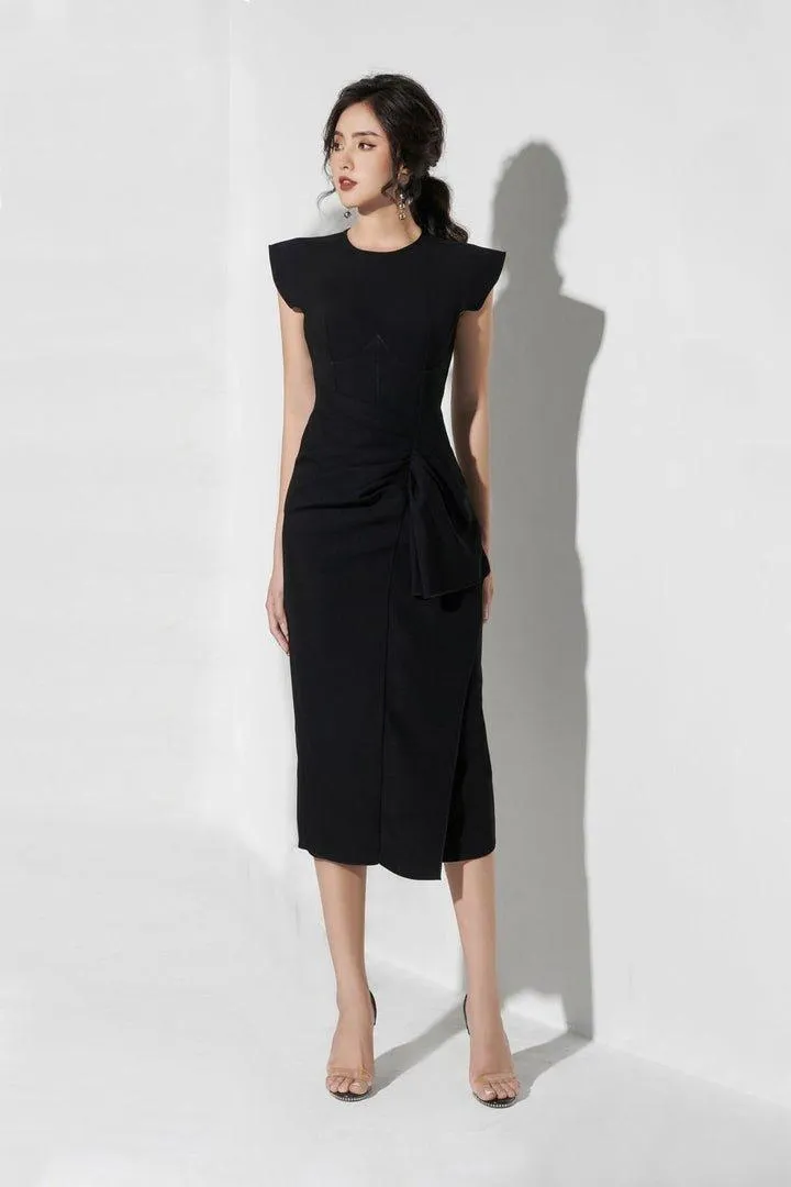 Brown chest cup dress-SOMA