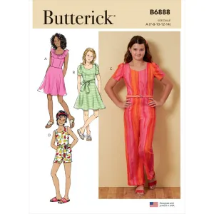 Butterick Pattern B6888 Girls' Dress, Jumpsuit, Romper and Sash