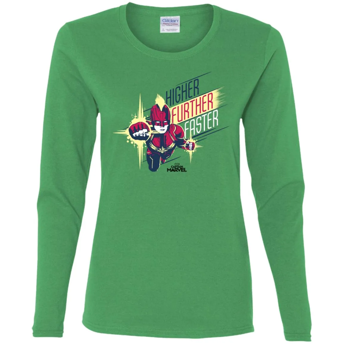 Captain Marvel Higher Further Faster Drawn Women Long Sleeve Shirt