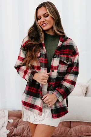 Cider Falls Oversized Plaid Shacket (Red)