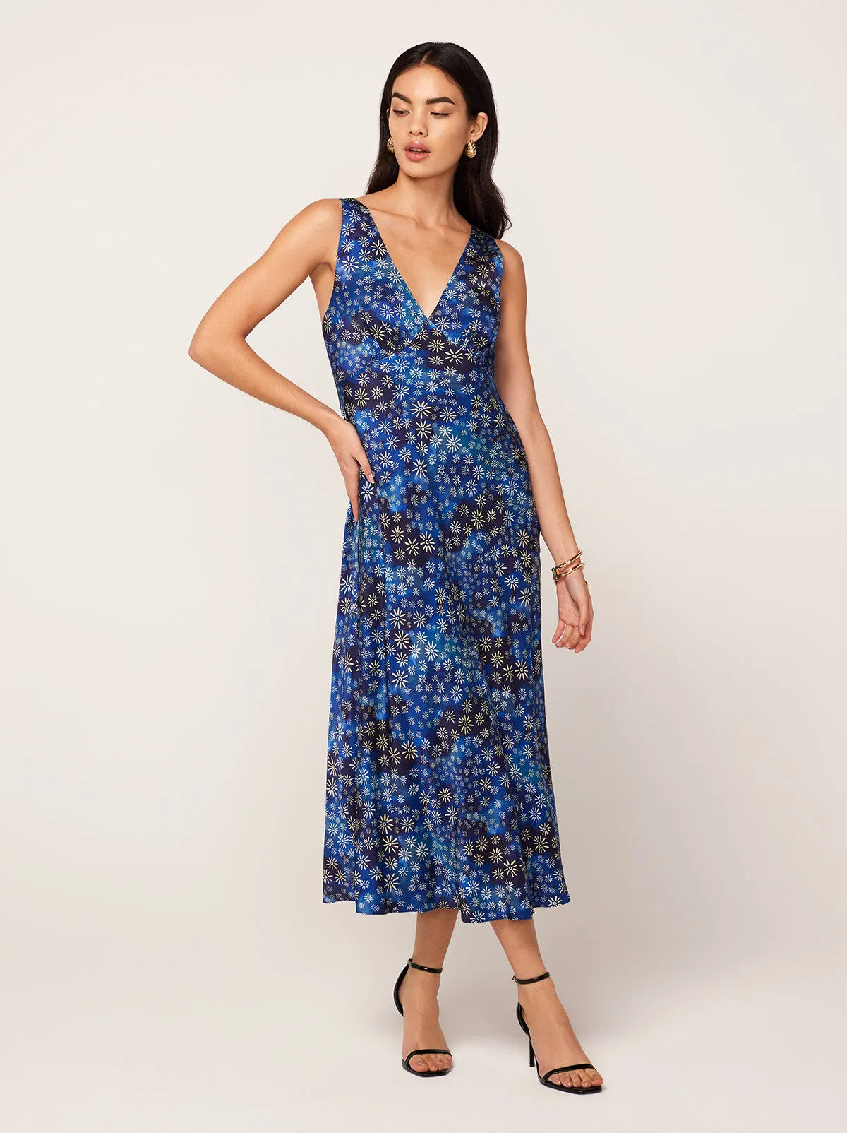 Claire Midnight Constellation Print Slip Dress