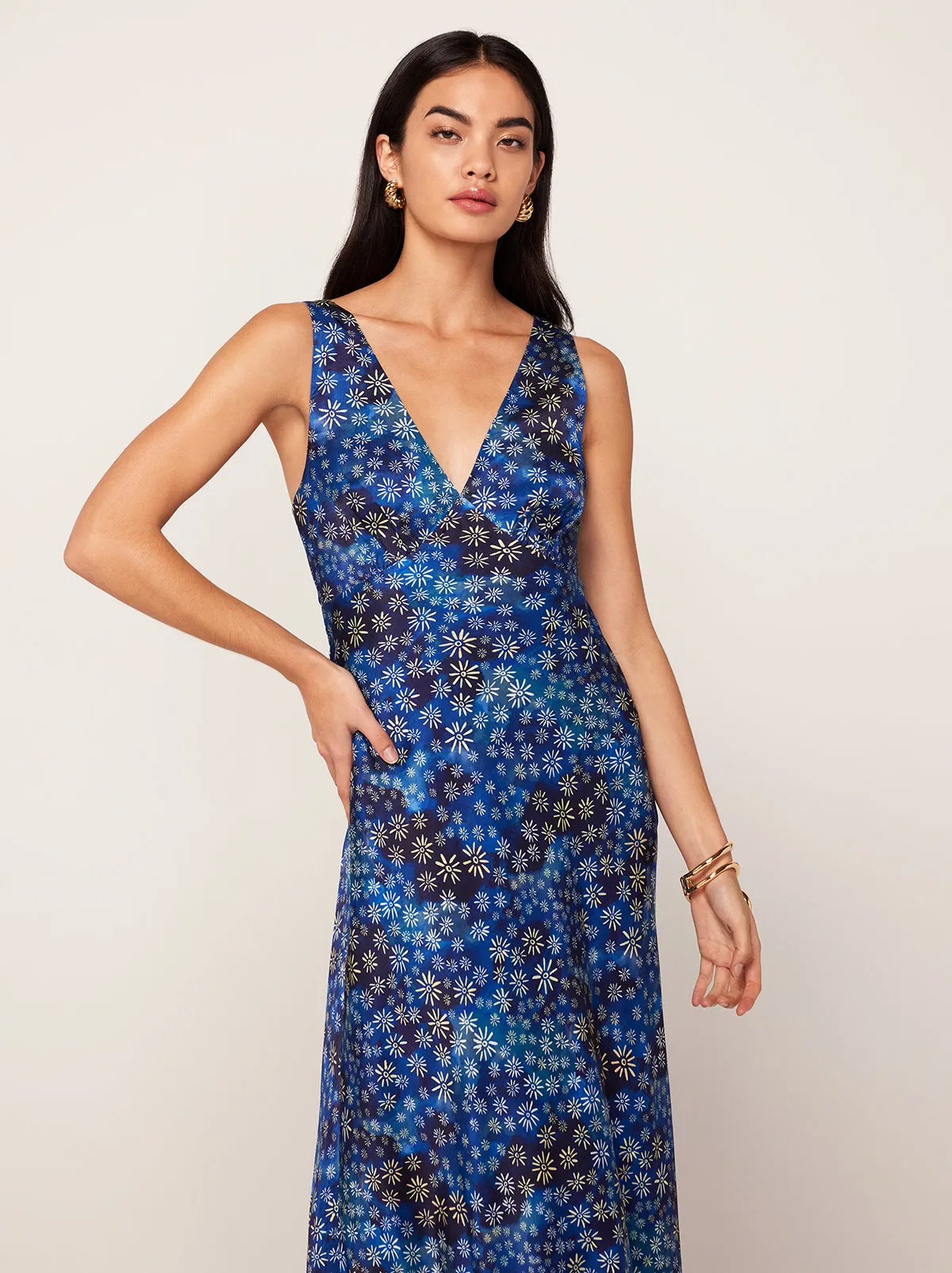 Claire Midnight Constellation Print Slip Dress