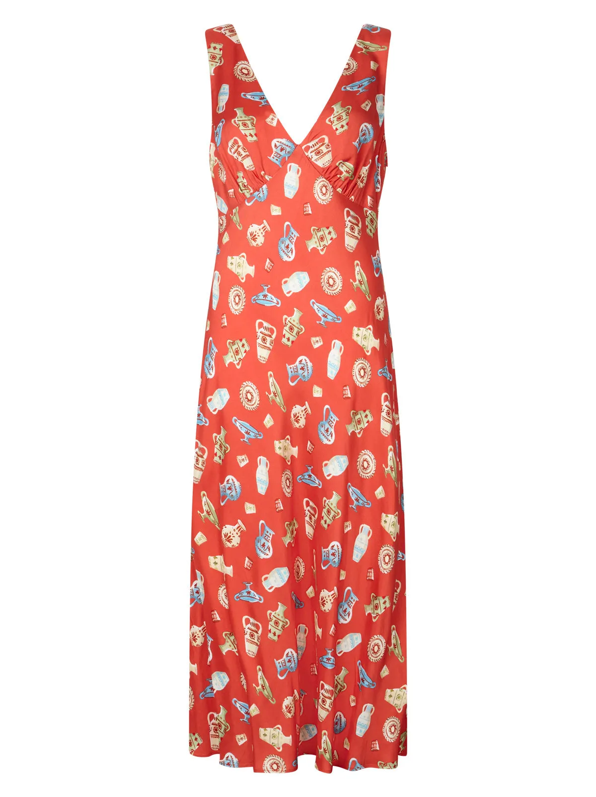 Claire Red Pottery Print Slip Dress