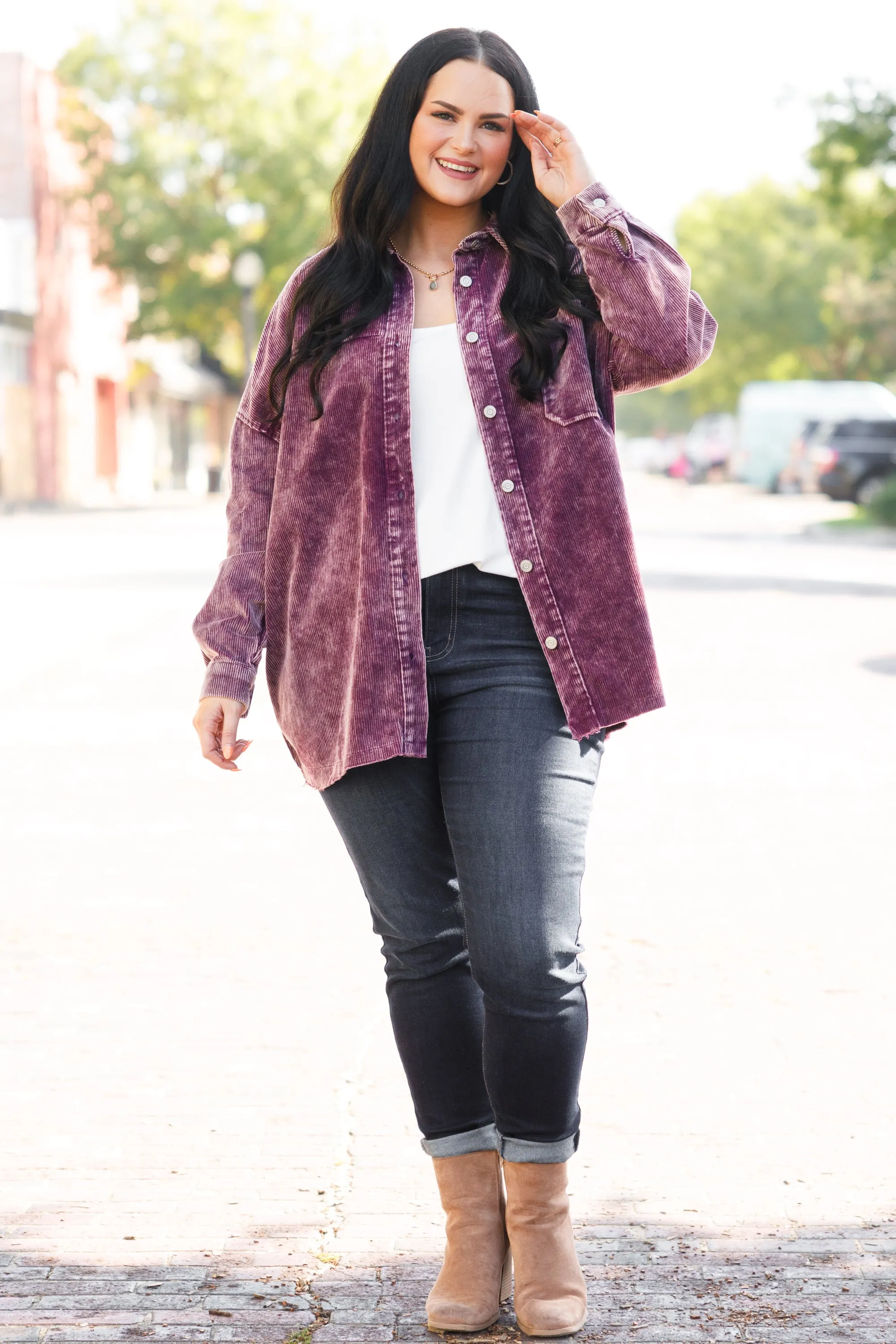 Close To You Shacket, Dark Plum