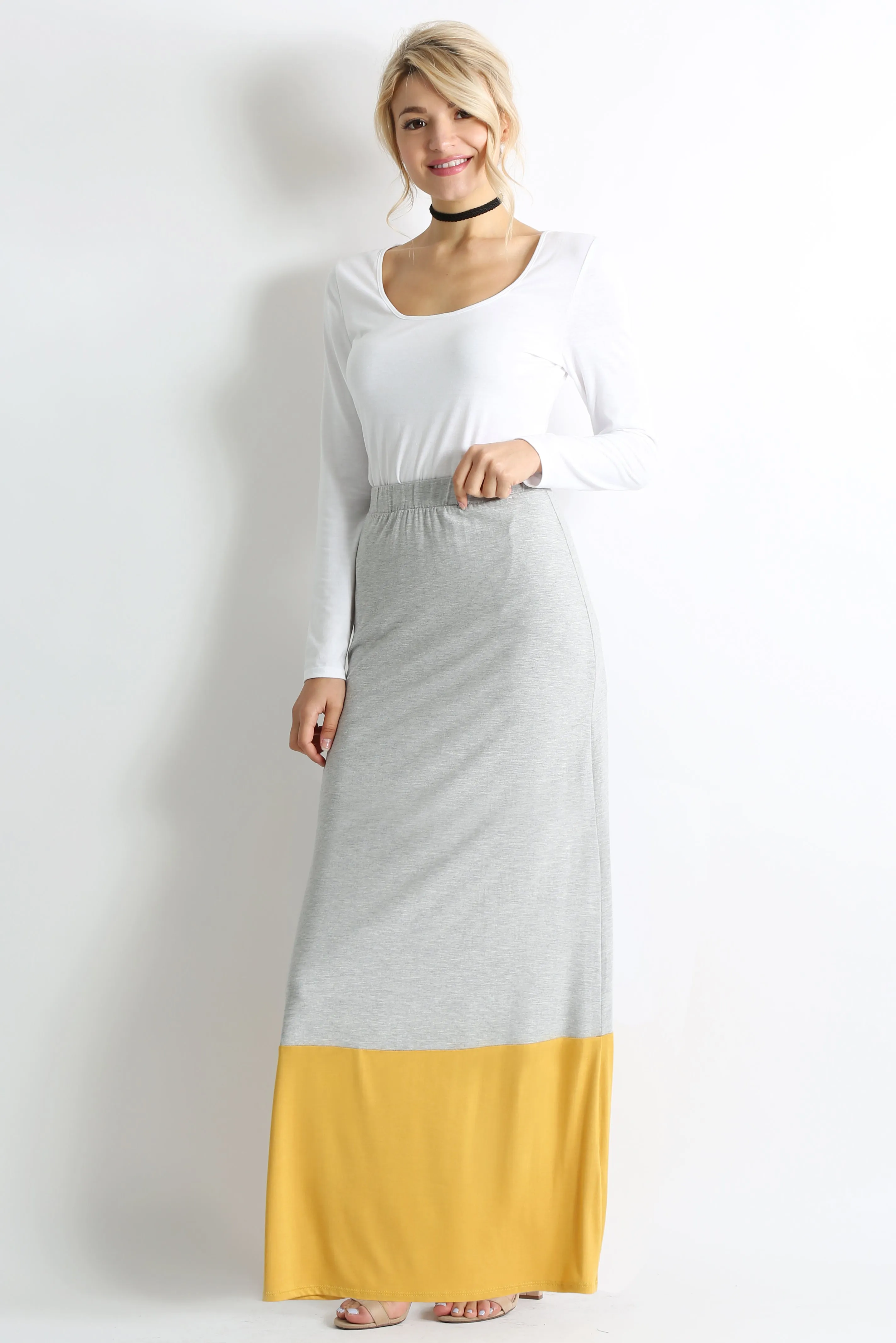Contrasting Comfort Maxi Skirt