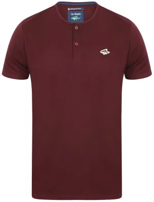Cook Cotton Jersey T-Shirt with Henley Neckline in Wine Tasting - Le Shark