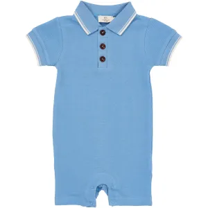 COPENHAGEN COLORS Sky Blue Comb. Pique Polo Romper
