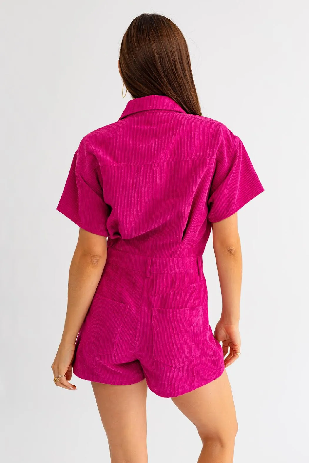 corduroy doll romper - magenta