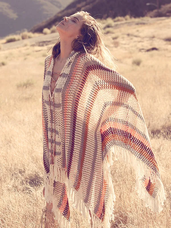 Crochet Sahara Poncho Hoodie