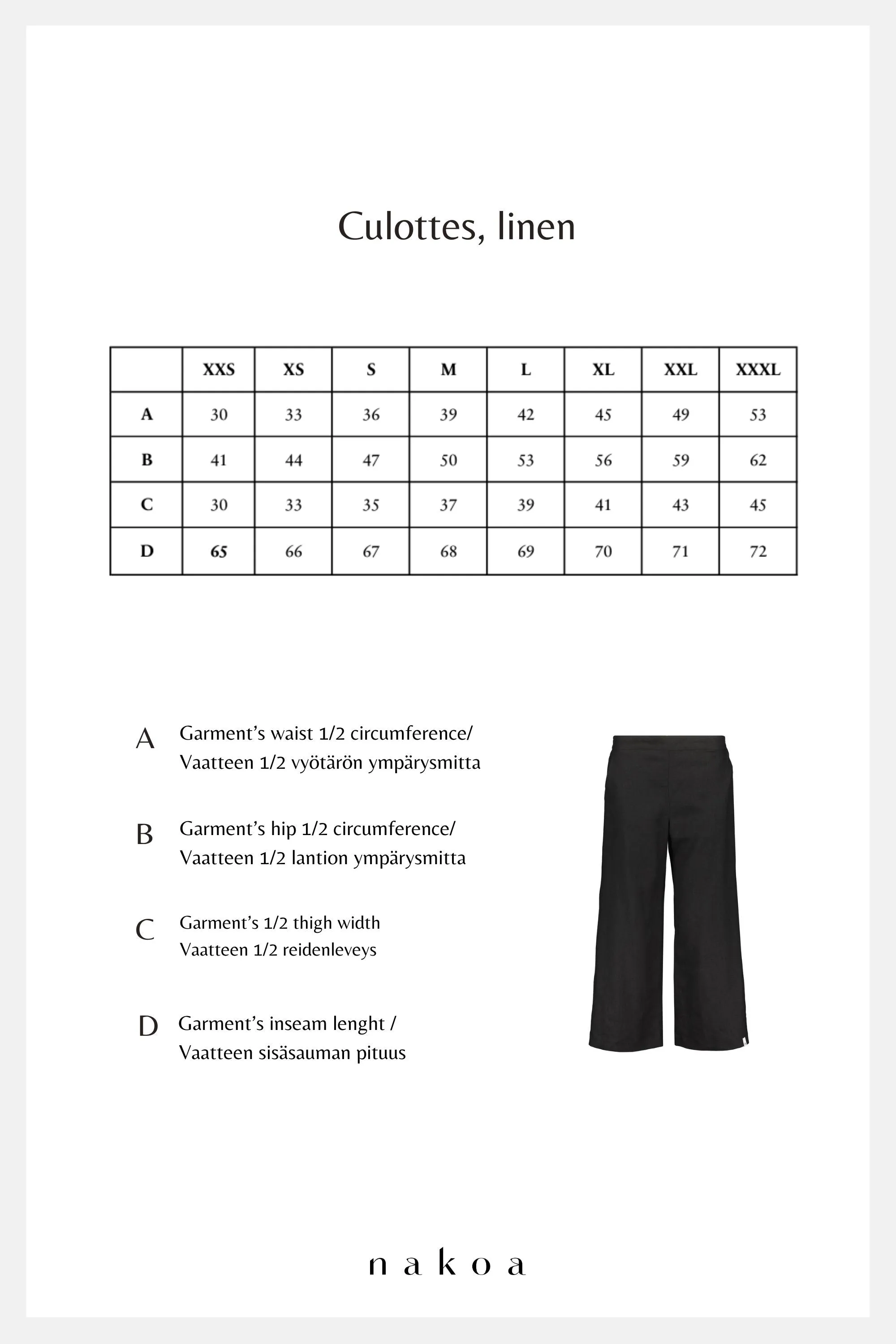 Culottes pellavahousut, Stonewashed Black