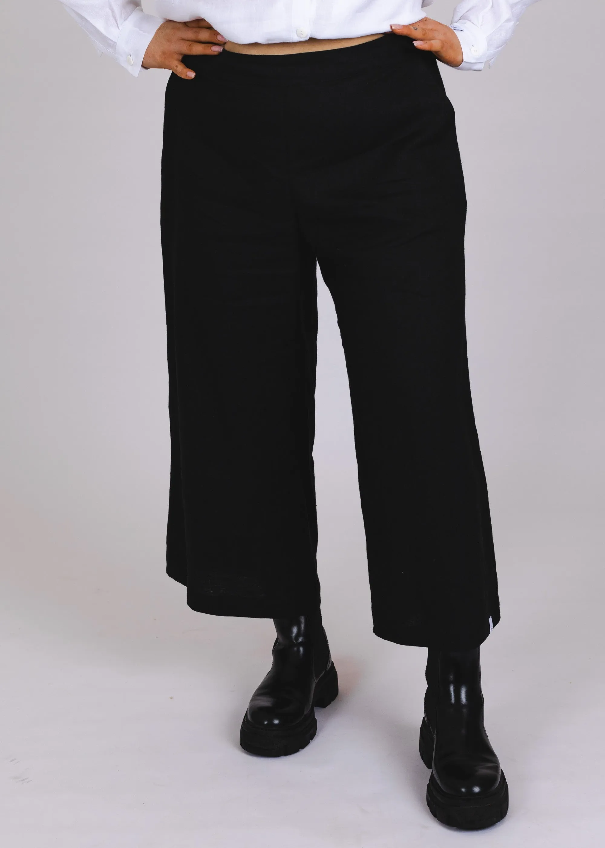Culottes pellavahousut, Stonewashed Black