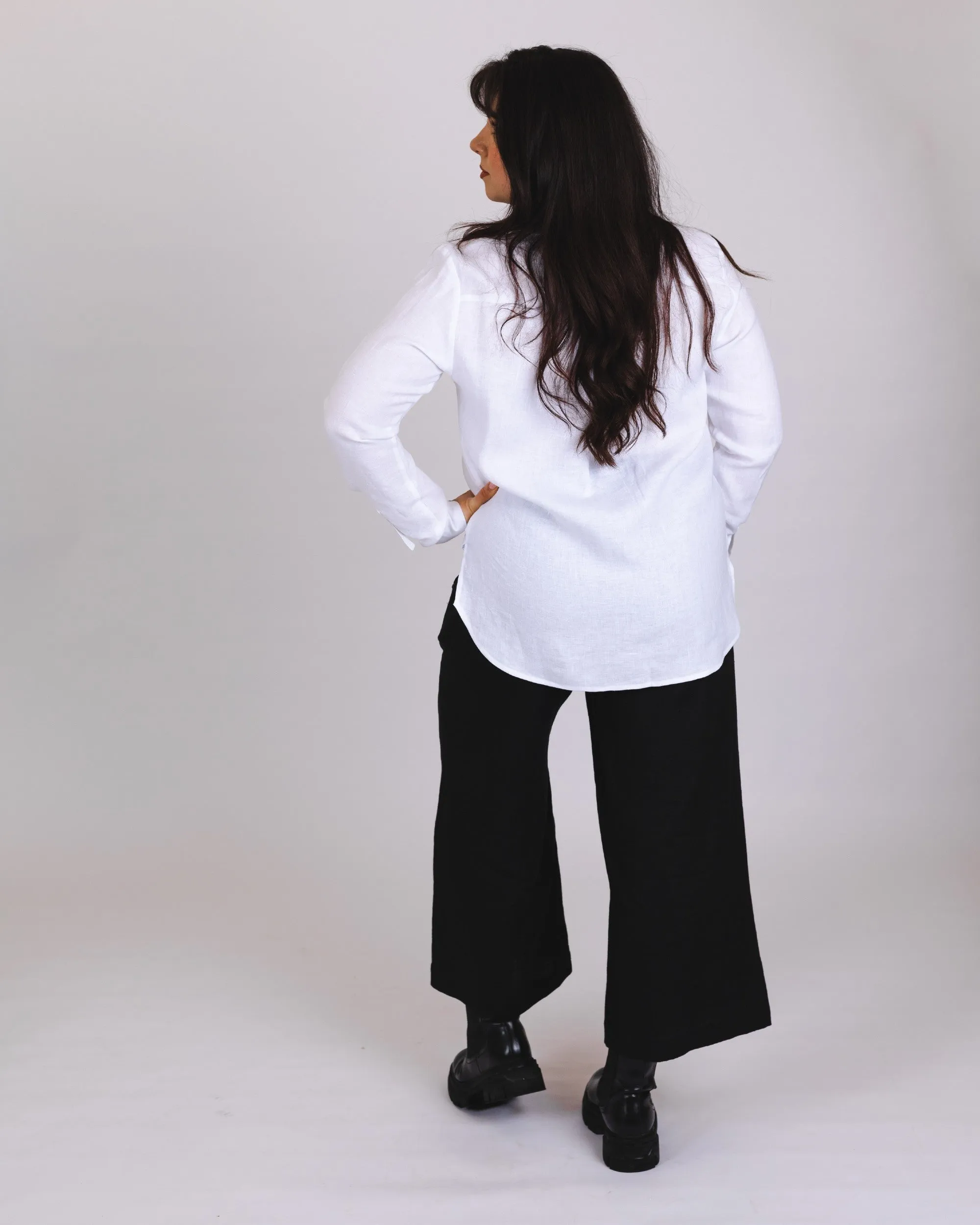 Culottes pellavahousut, Stonewashed Black