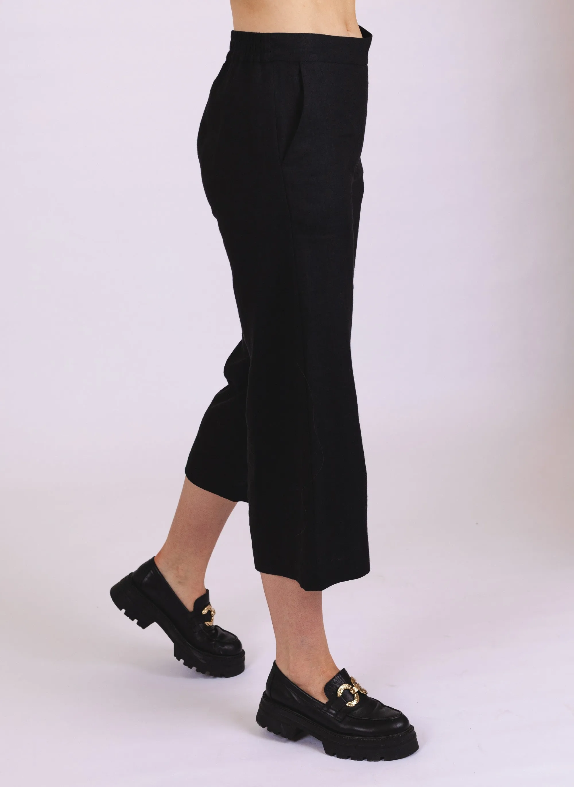 Culottes pellavahousut, Stonewashed Black