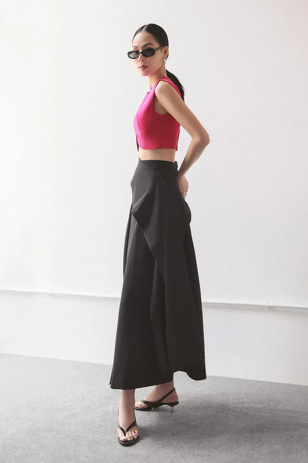 Daffodil A-line High Waist Crepe Maxi Skirt