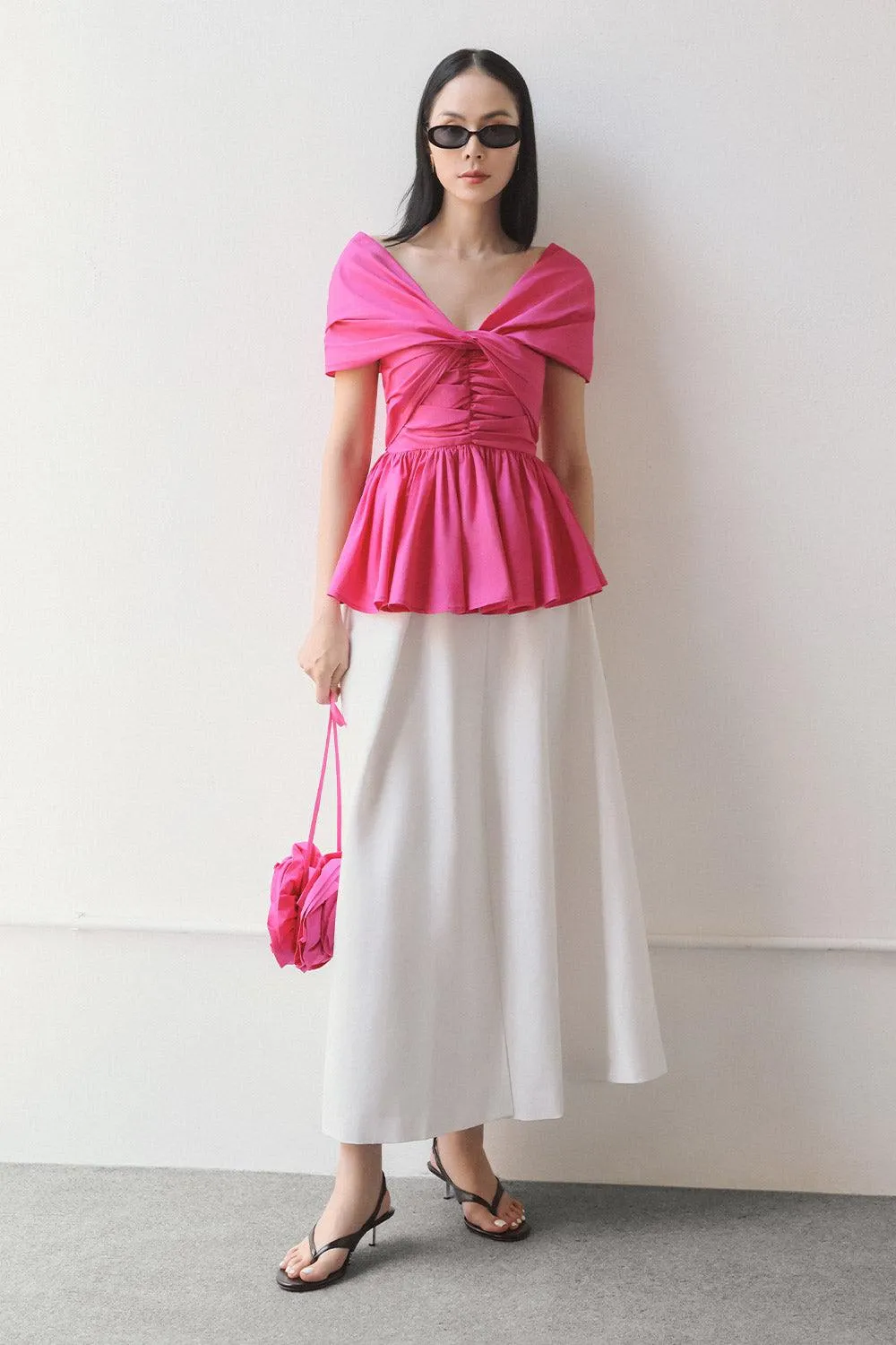Daffodil A-line High Waist Crepe Maxi Skirt