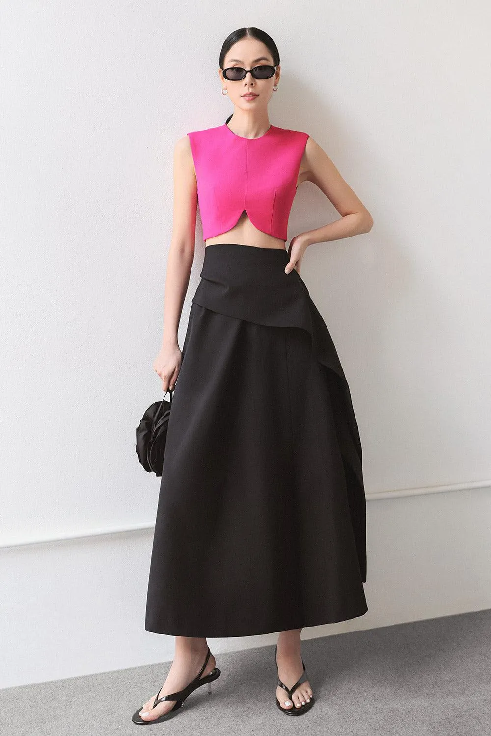 Daffodil A-line High Waist Crepe Maxi Skirt