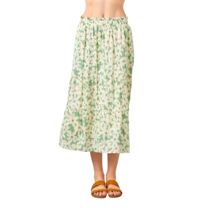 Daisy Poplin Tiered Maxi Skirt - Green