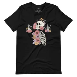Death Brings New Life Floral Skeleton Graphic Tee