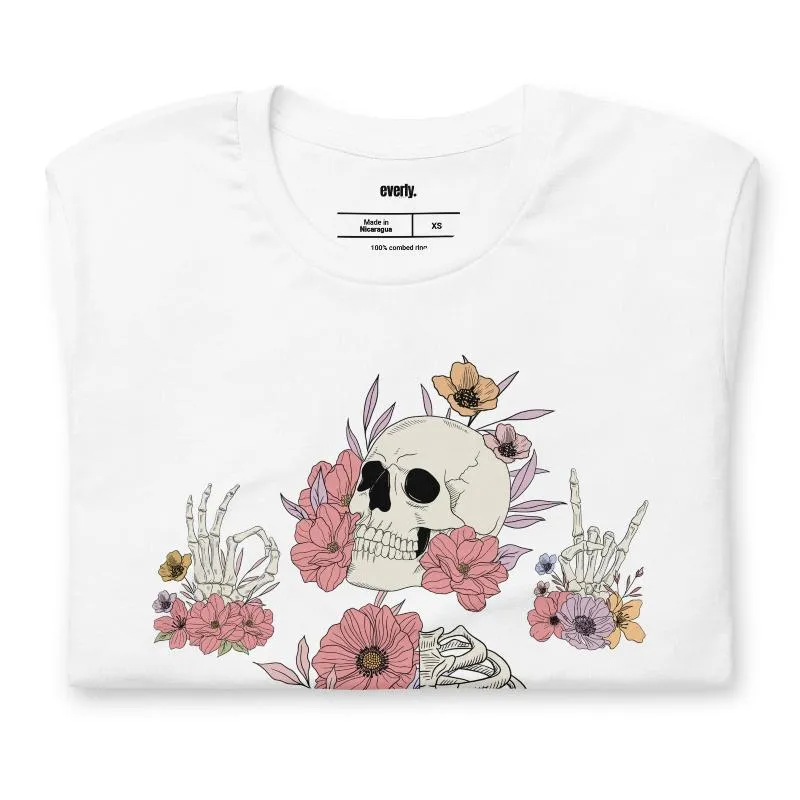 Death Brings New Life Floral Skeleton Graphic Tee