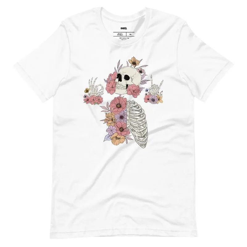 Death Brings New Life Floral Skeleton Graphic Tee