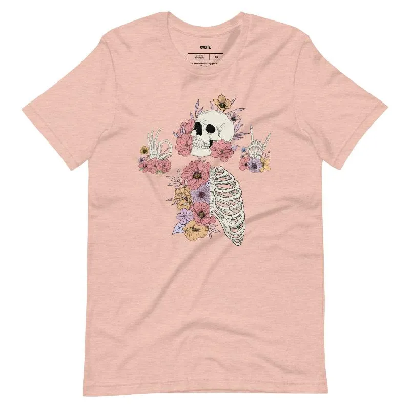 Death Brings New Life Floral Skeleton Graphic Tee
