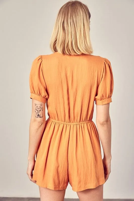 DEEP V-NECK FRONT TIE ROMPER
