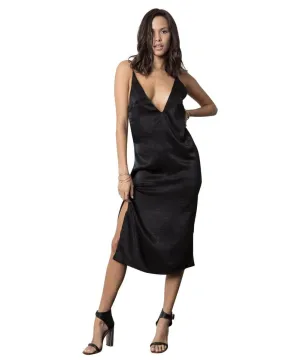 Deeper V Slip Dress, Black
