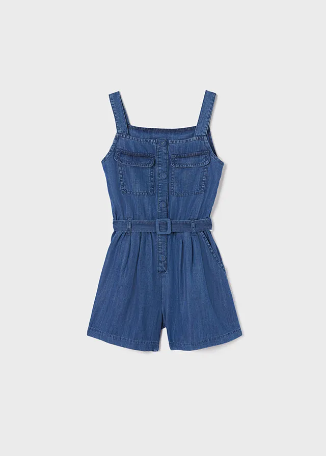 Denim Belted Romper