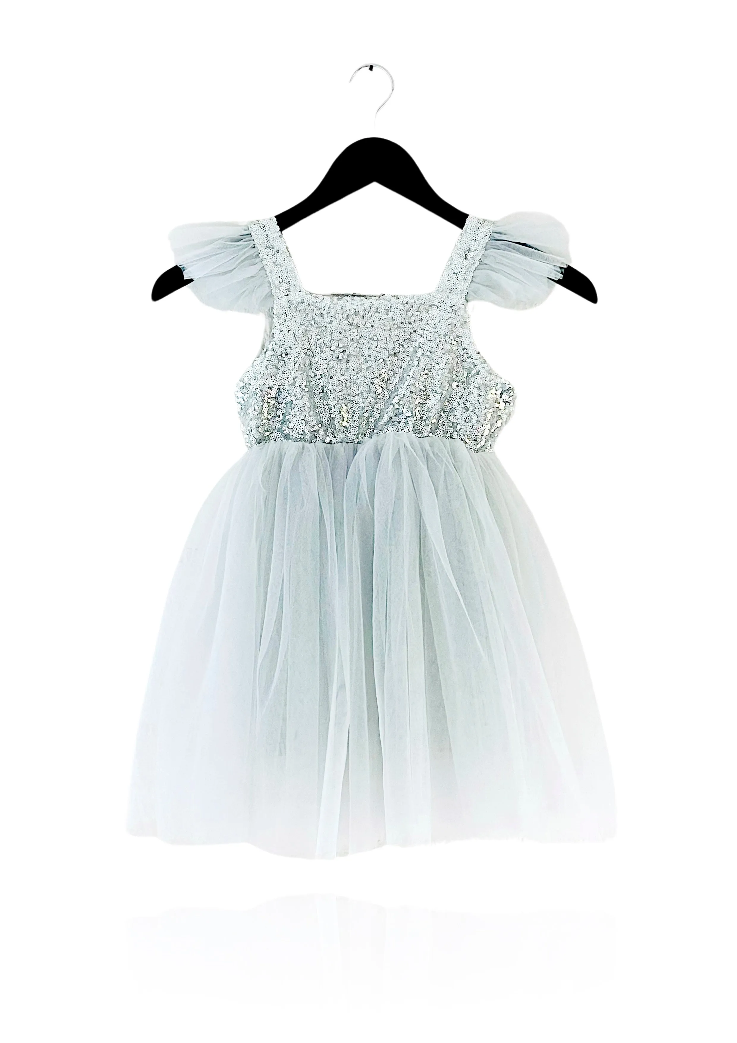 DOLLY UNIVERSE SEQUIN GLITTER GALAXY TUTU DRESS silver grey