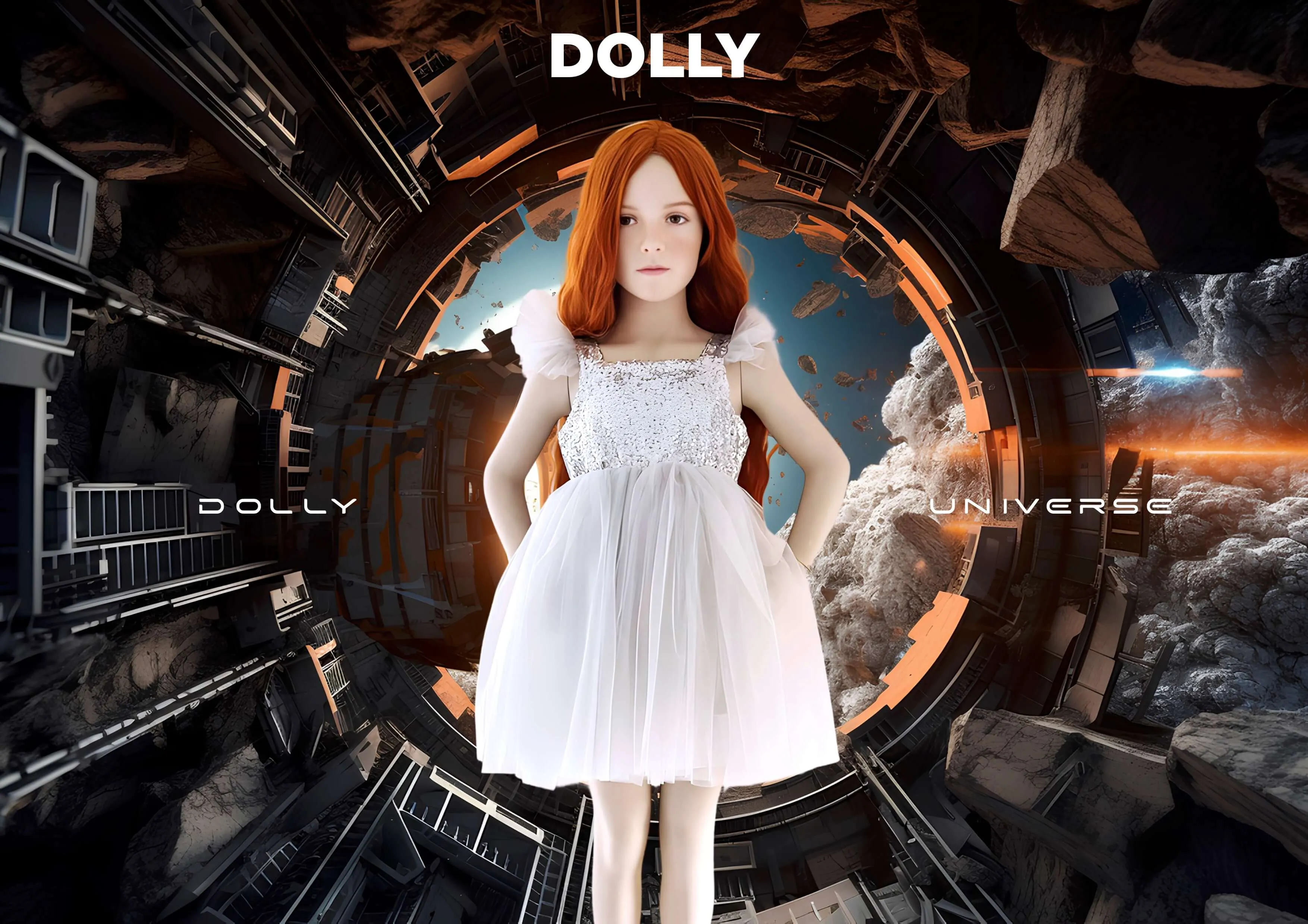 DOLLY UNIVERSE SEQUIN GLITTER GALAXY TUTU DRESS silver grey