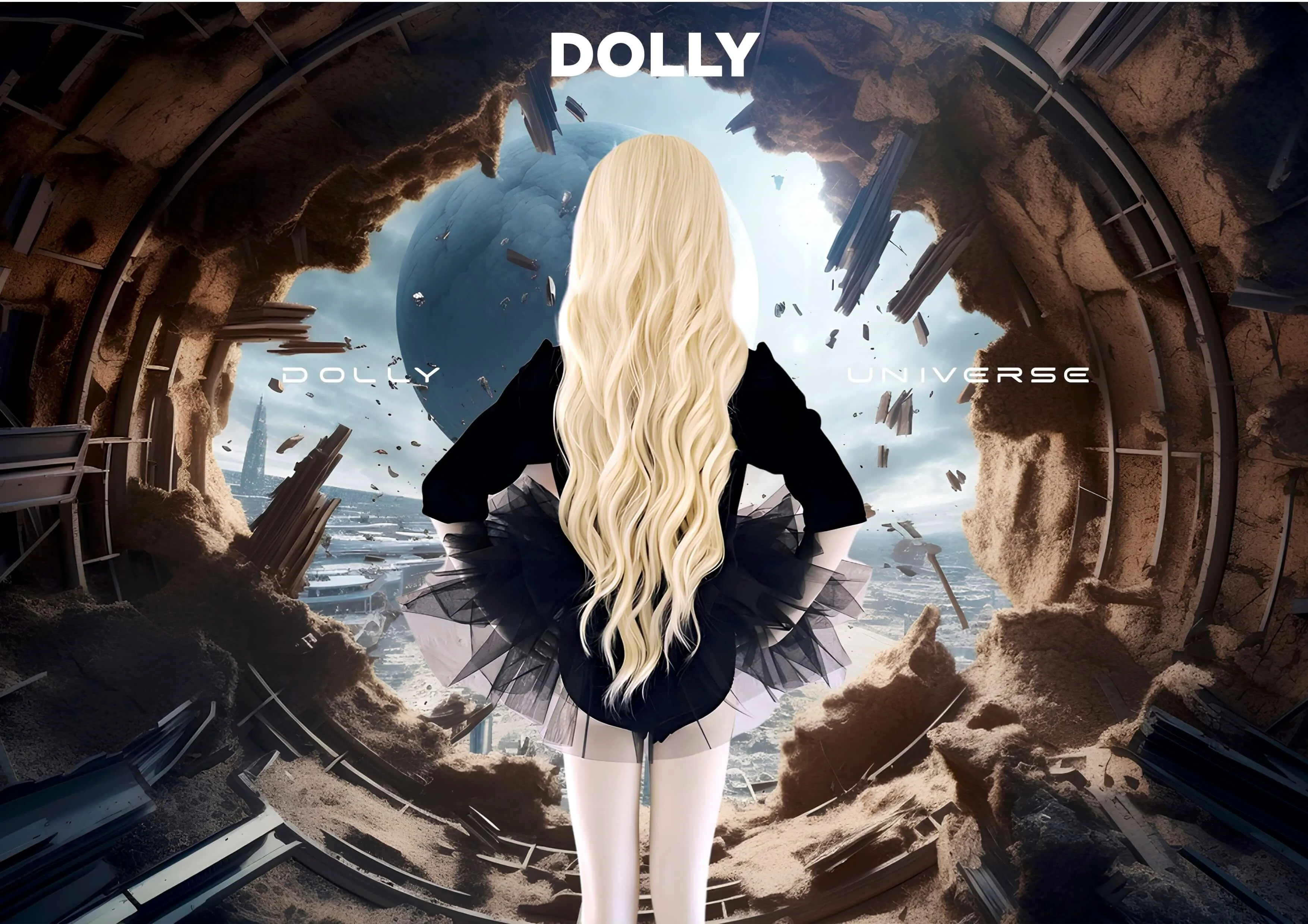 DOLLY UNIVERSE VELVET PLANET TUTU DRESS black