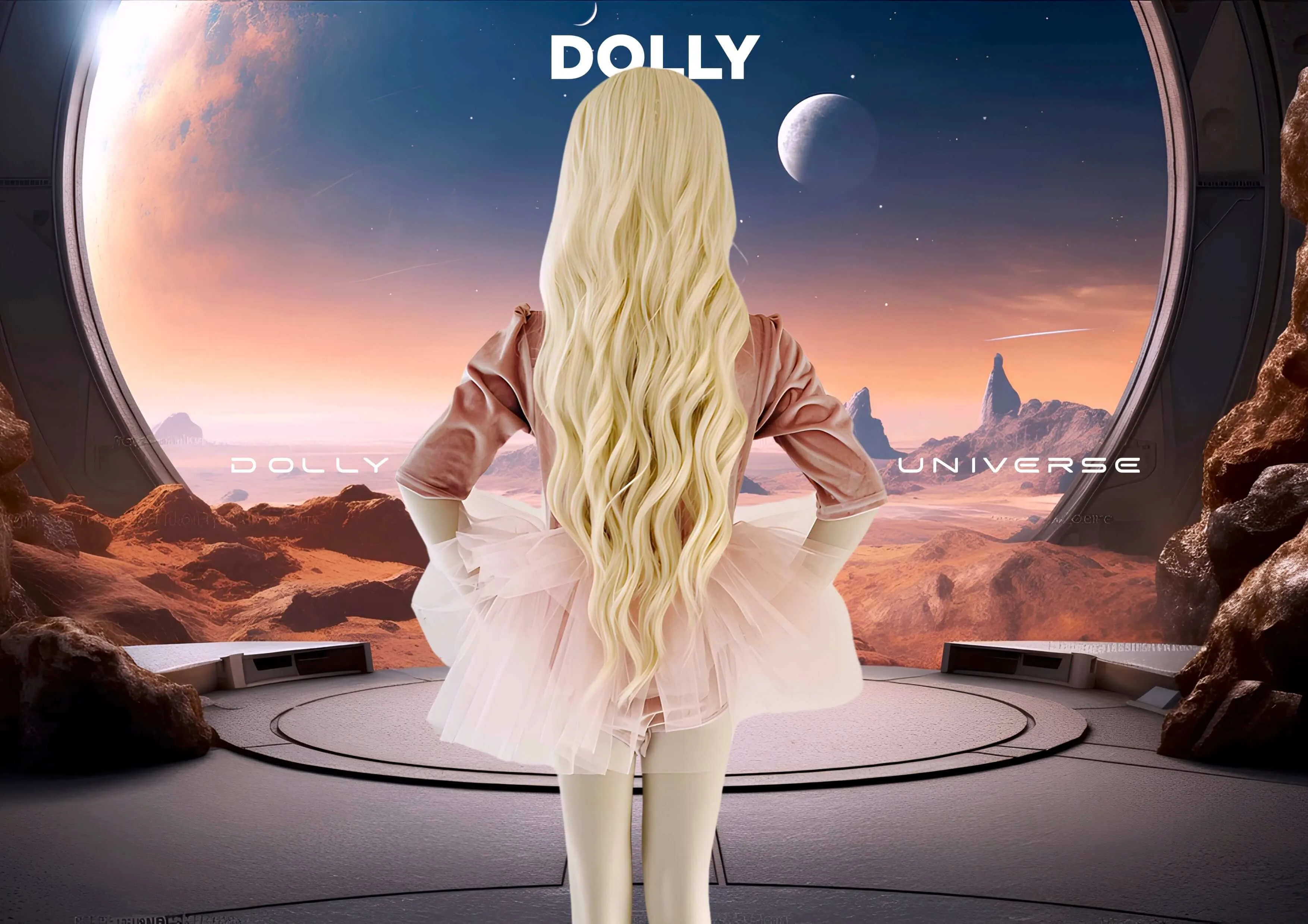 DOLLY UNIVERSE VELVET PLANET TUTU DRESS pink