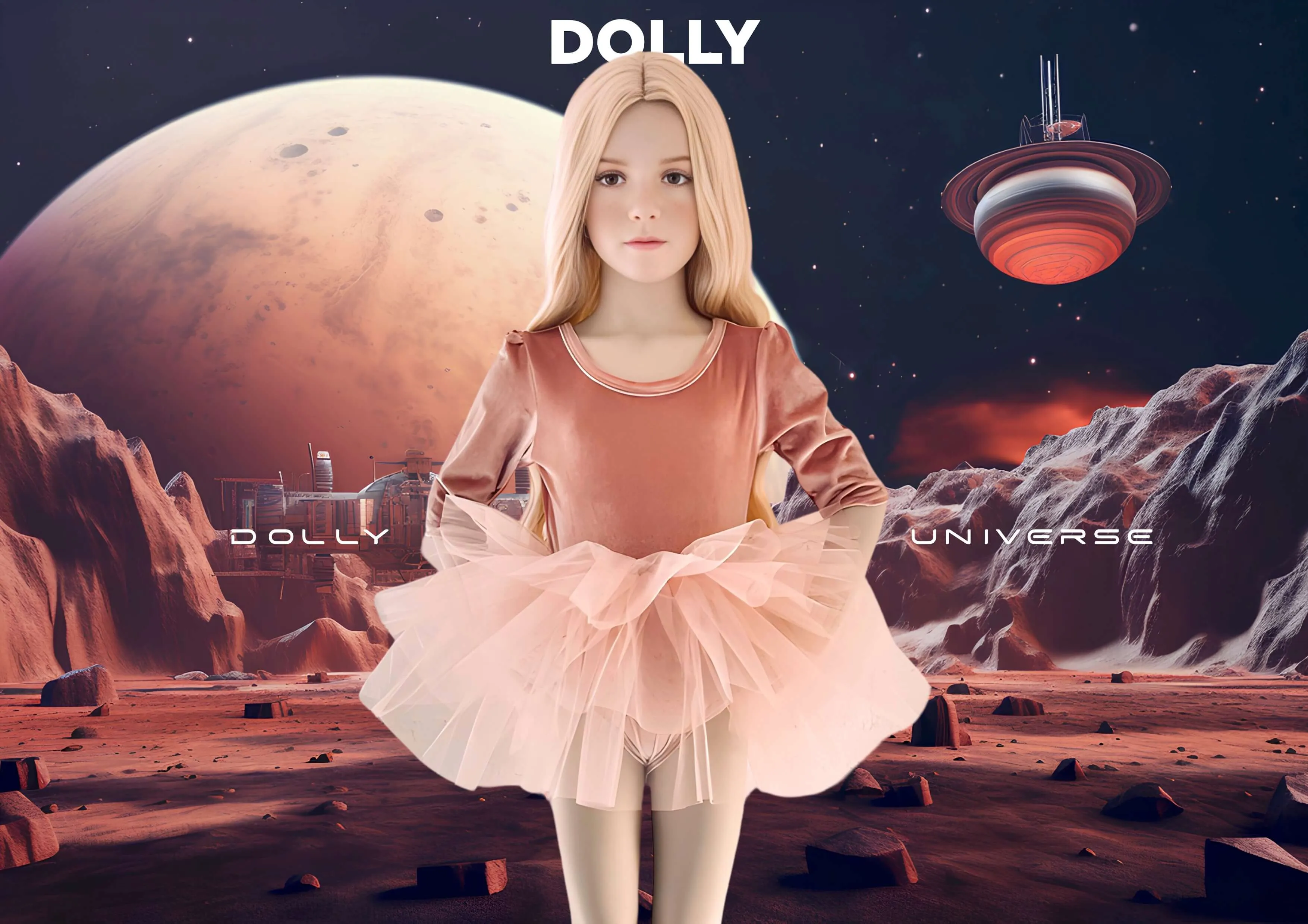 DOLLY UNIVERSE VELVET PLANET TUTU DRESS pink