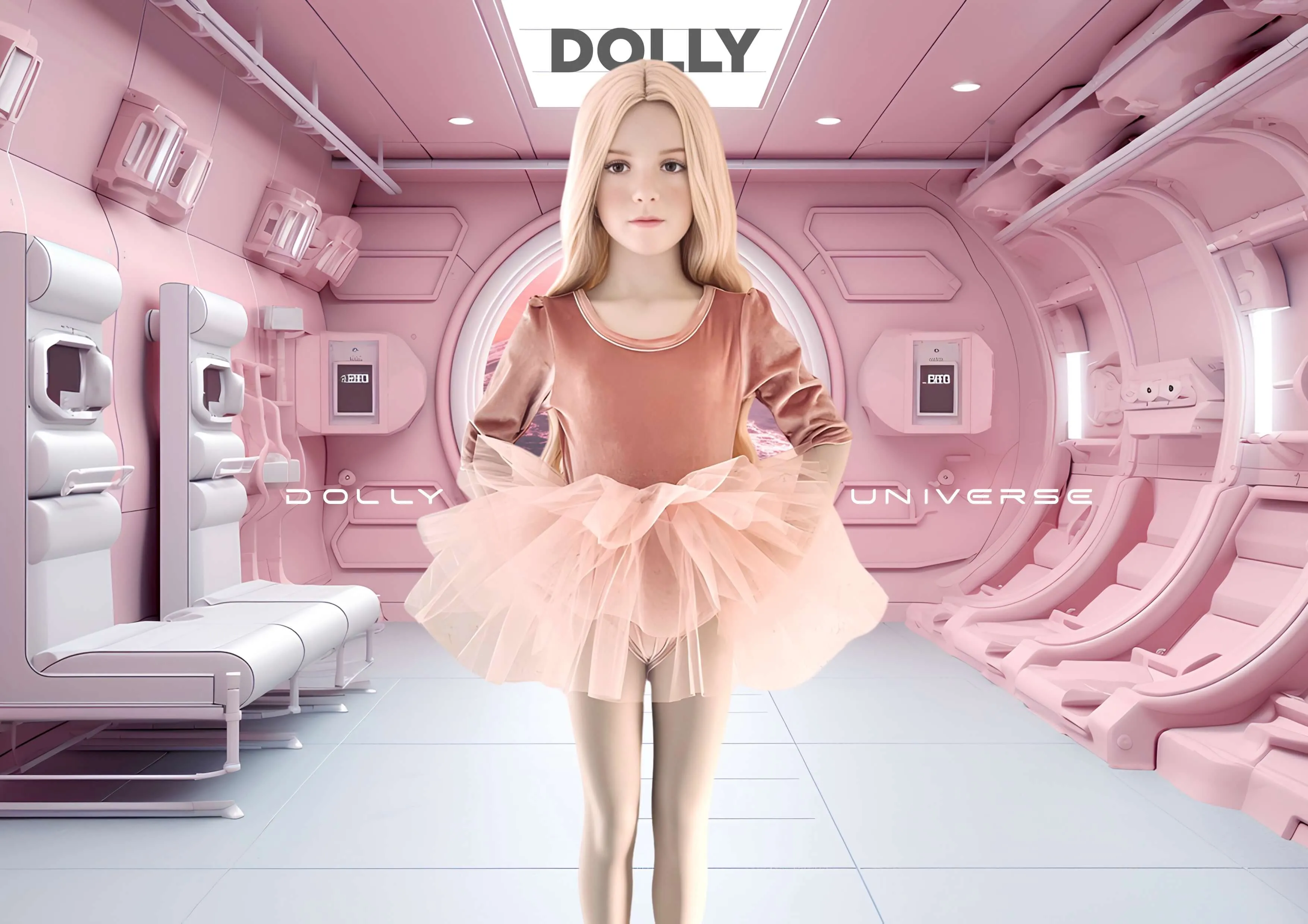 DOLLY UNIVERSE VELVET PLANET TUTU DRESS pink