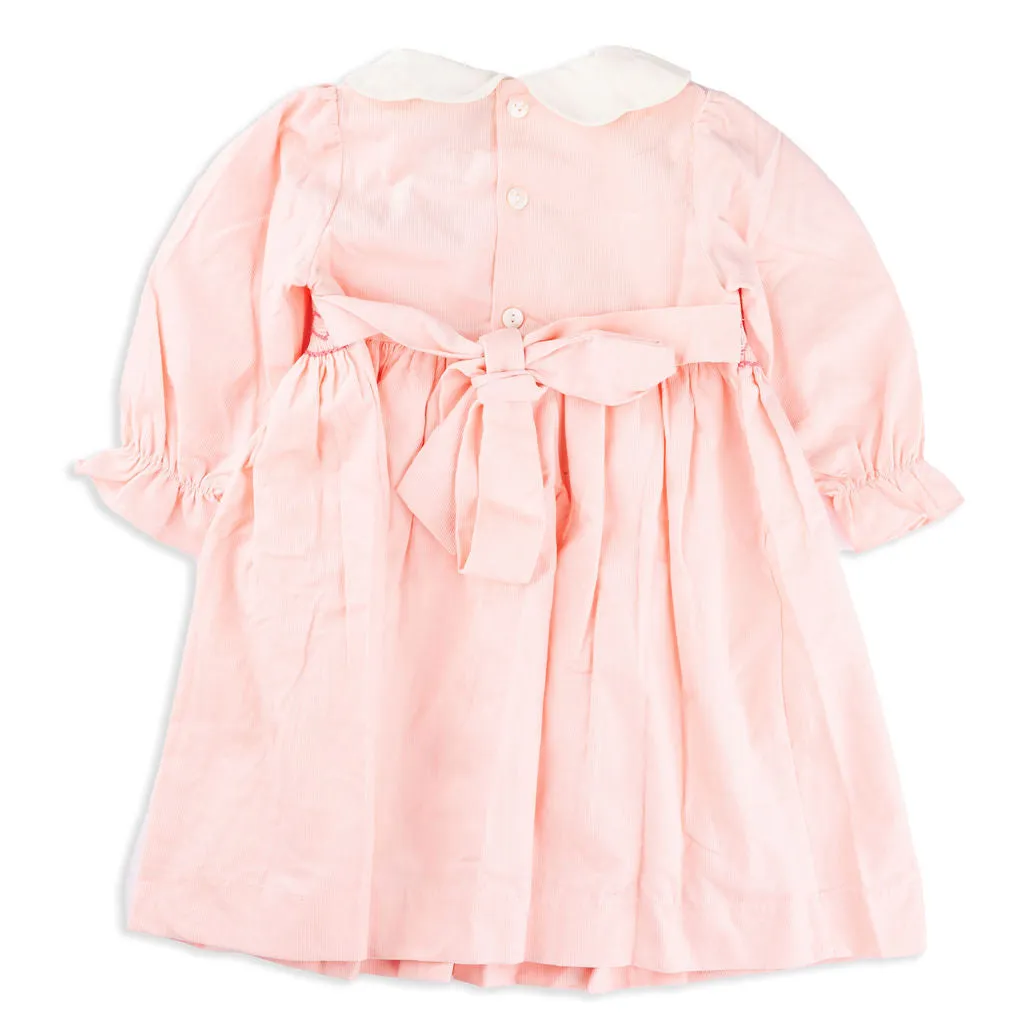 Eloise Hand-Smocked Corduroy Pink Dress