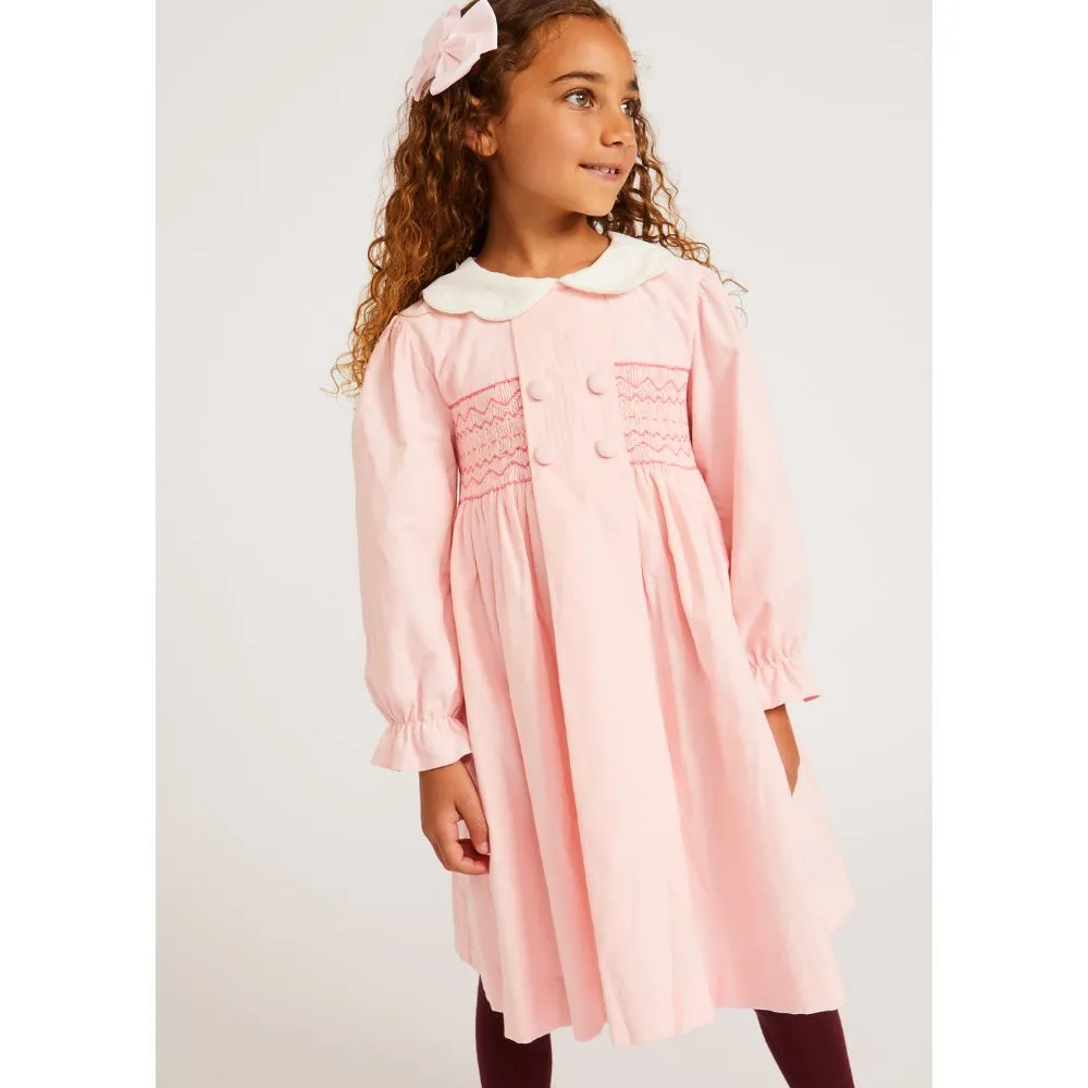 Eloise Hand-Smocked Corduroy Pink Dress