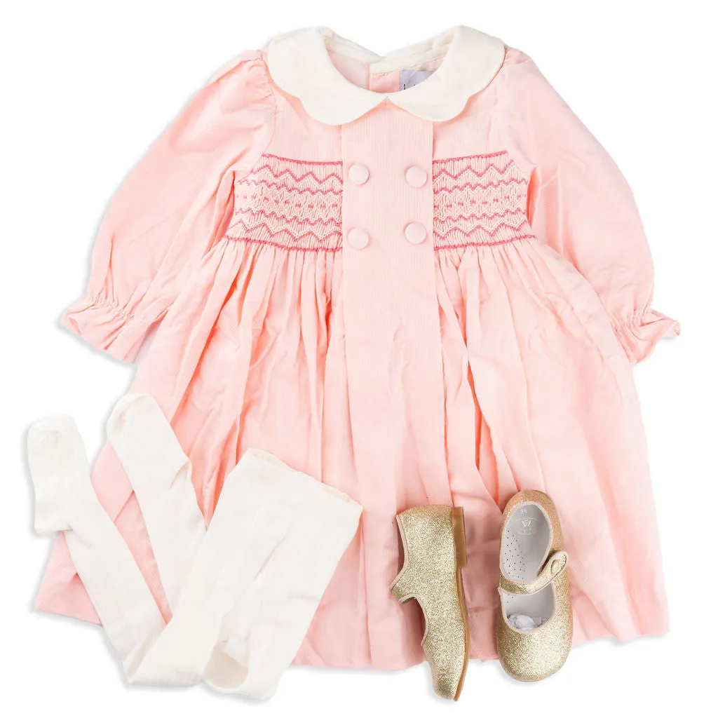 Eloise Hand-Smocked Corduroy Pink Dress