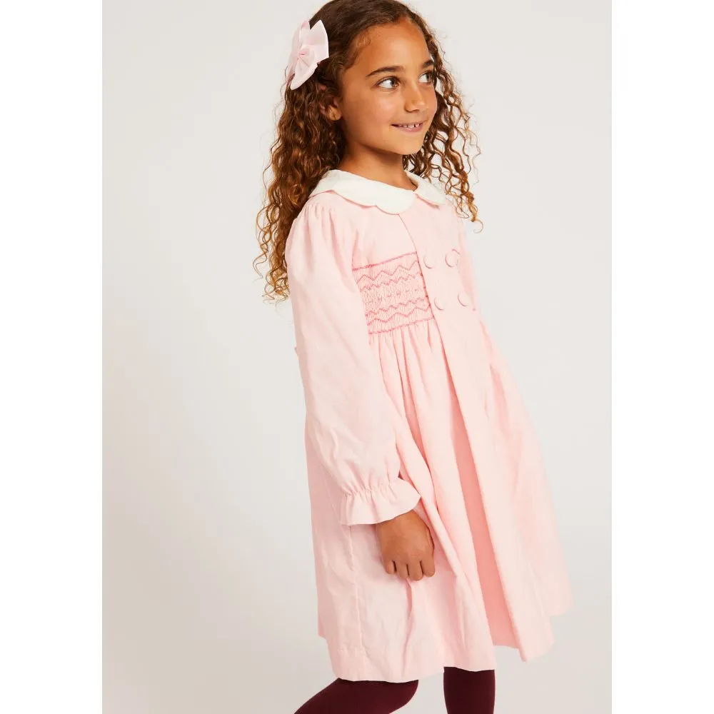 Eloise Hand-Smocked Corduroy Pink Dress