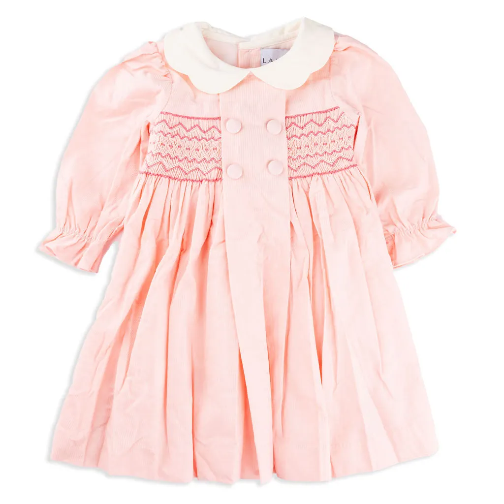 Eloise Hand-Smocked Corduroy Pink Dress