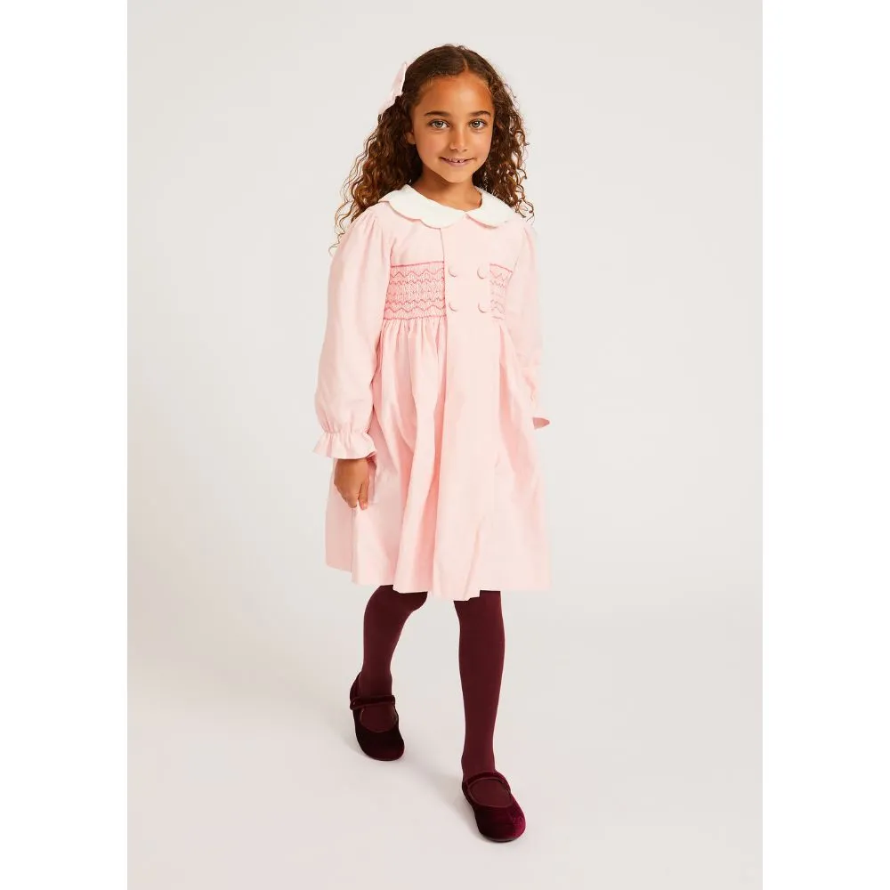 Eloise Hand-Smocked Corduroy Pink Dress