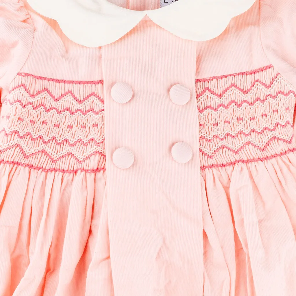 Eloise Hand-Smocked Corduroy Pink Dress