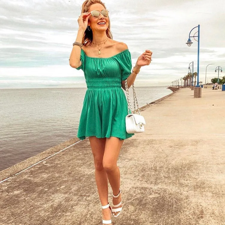 Entro Green Off the Shoulder Romper NWT- Size S
