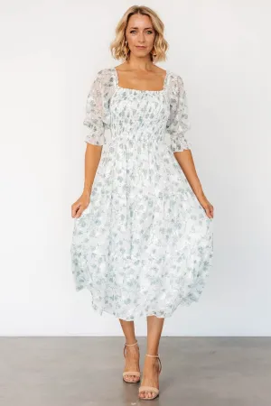 Fabian Jacquard Midi Dress | Off White   Sage Floral