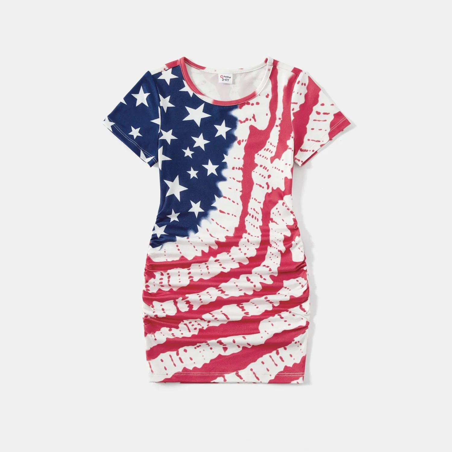 Family Matching Outfits Independence Day Drawstring Short-Sleeve Bodycon and T-Shirts