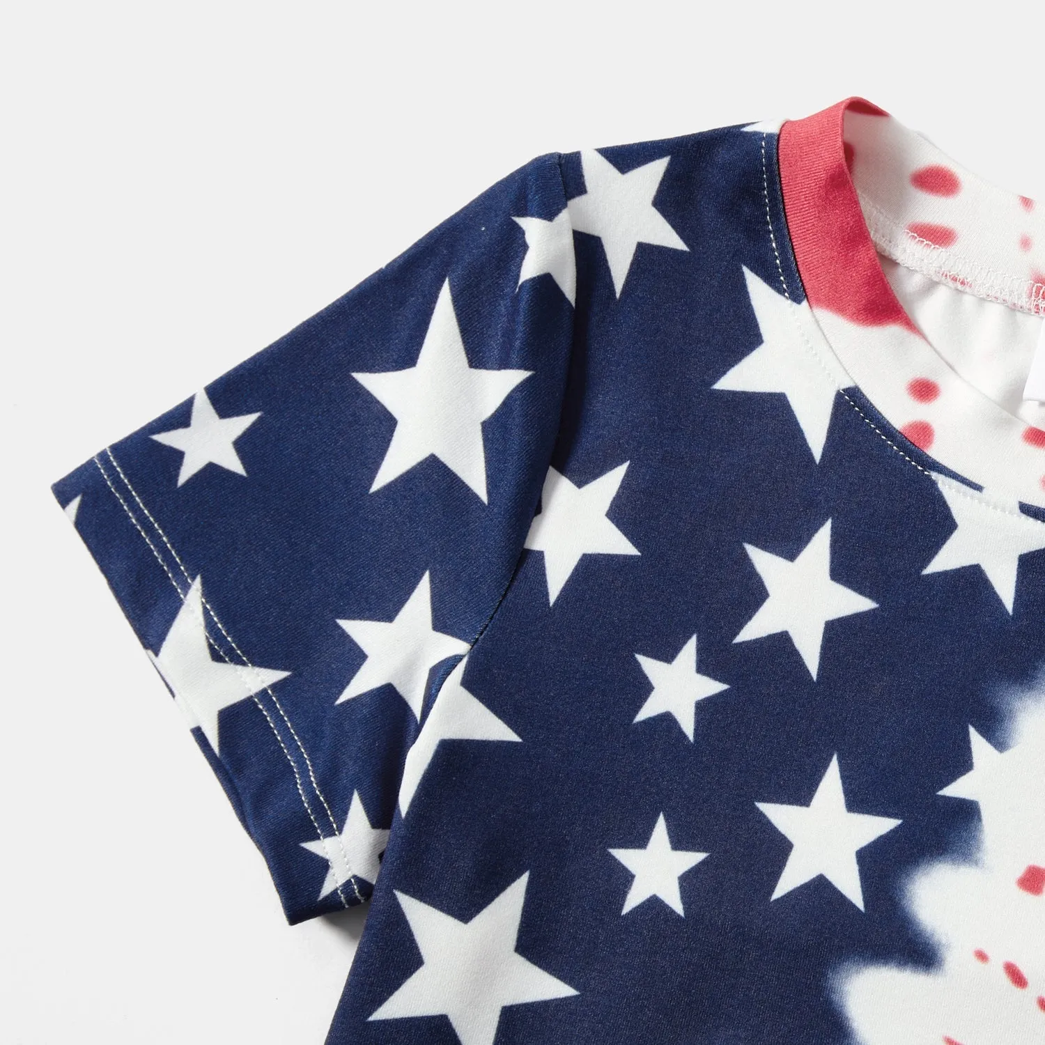 Family Matching Outfits Independence Day Drawstring Short-Sleeve Bodycon and T-Shirts
