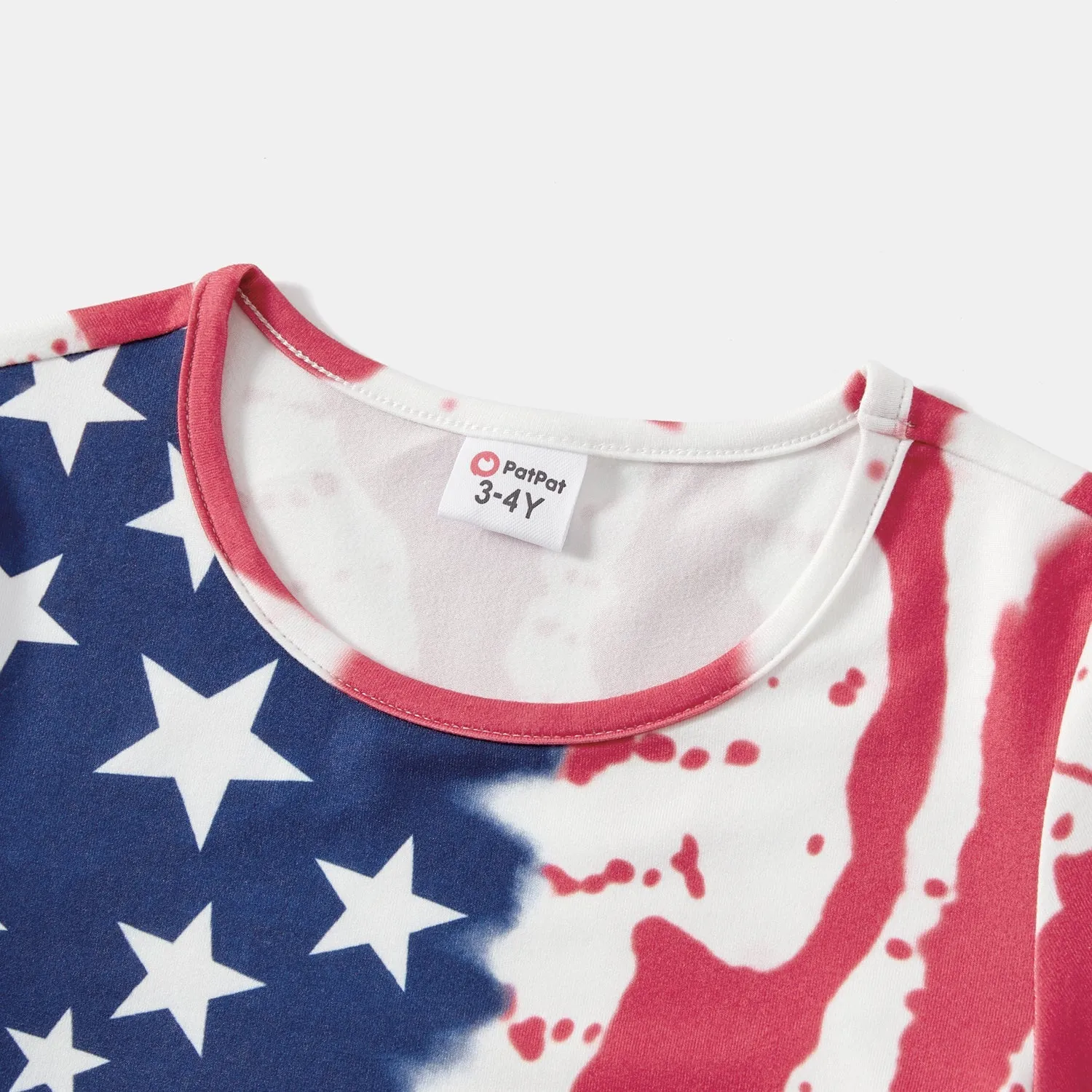 Family Matching Outfits Independence Day Drawstring Short-Sleeve Bodycon and T-Shirts